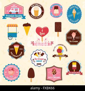 Ice Cream emblemi impostato Illustrazione Vettoriale