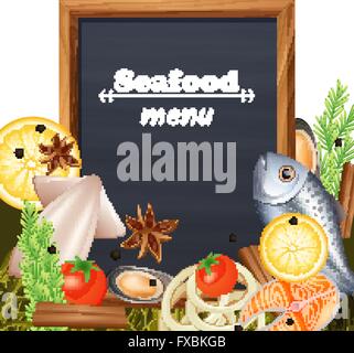 Menu di pesce modello Illustrazione Vettoriale
