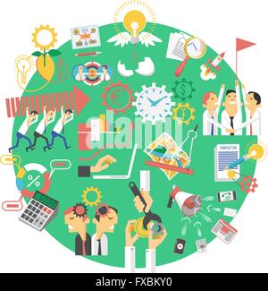 Global green business icona del concetto Illustrazione Vettoriale