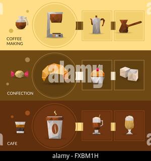 Poligonale e Caffè Pasticceria Banner Illustrazione Vettoriale
