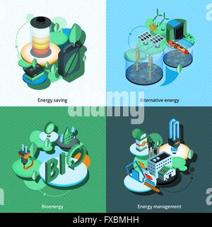 Energia verde isometrico Illustrazione Vettoriale
