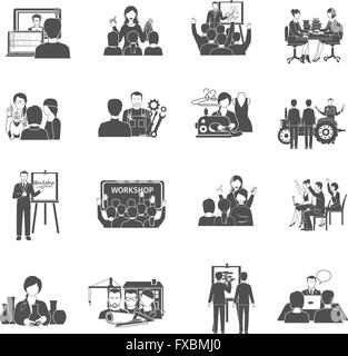 Workshop di set di icone Illustrazione Vettoriale
