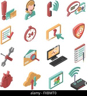 Supporto isometrica Icone impostato Illustrazione Vettoriale