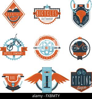Ciclismo club emblemi etichette impostato Illustrazione Vettoriale