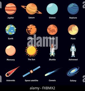 Cosmo multicolore icona impostare Illustrazione Vettoriale