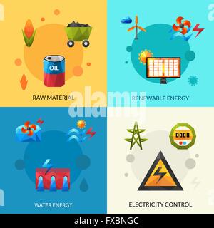 Risorse di energia di set di icone Illustrazione Vettoriale