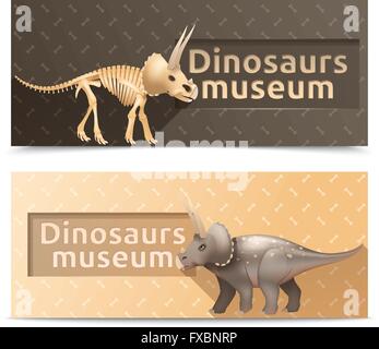 Orizzontale il museo dei dinosauri banner Illustrazione Vettoriale