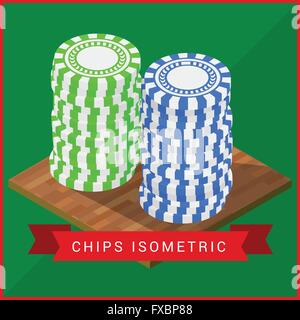 Stacked Chip pocker piatto isometrica Illustrazione Vettoriale