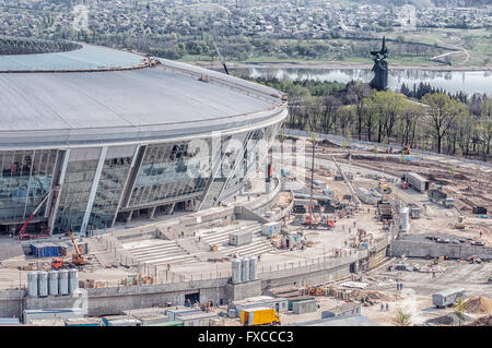 Costruzione di calcio arena a Donetsk. Foto Stock