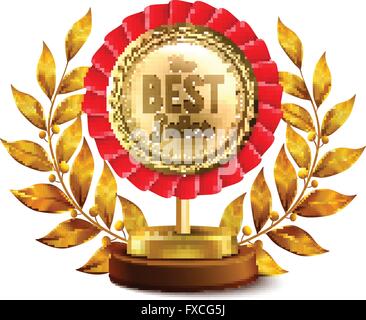 Miglior venditore Medaglia d'oro progettazione realistica Illustrazione Vettoriale