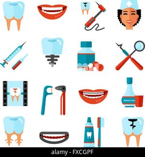 Per le cure dentarie icona impostare Illustrazione Vettoriale