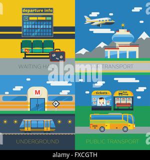 Trasporto passeggeri 2x2 Design Concept Illustrazione Vettoriale