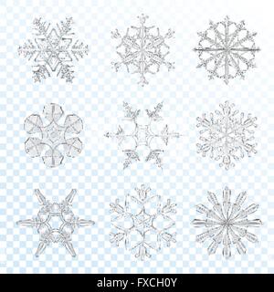 Fiocchi di neve set grigio Illustrazione Vettoriale