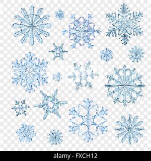 Fiocchi di neve blu trasparente Illustrazione Vettoriale