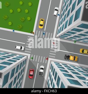 Strada di città vista superiore Illustrazione Vettoriale