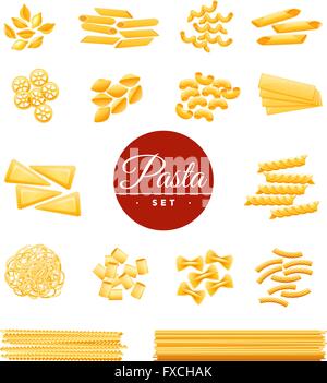 Italian pasta tradizionale realistico set di icone Illustrazione Vettoriale