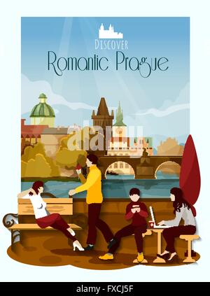 Praga illustrazione Poster Illustrazione Vettoriale