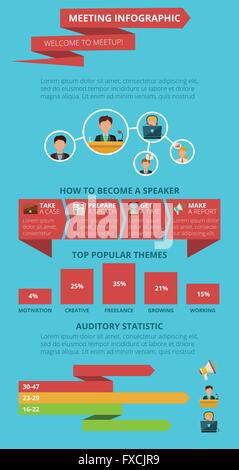 Sale riunioni infographics impostato Illustrazione Vettoriale