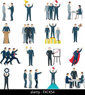 Leadership schermo piatto a colori e icone Illustrazione Vettoriale