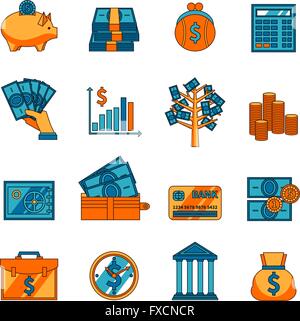 Finanze business piatto set di icone Illustrazione Vettoriale