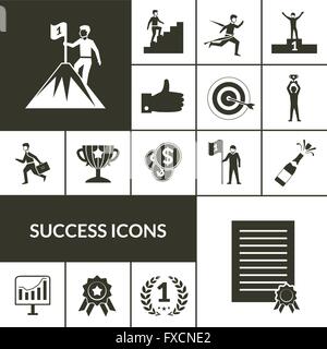 Icone di successo di colore nero Illustrazione Vettoriale