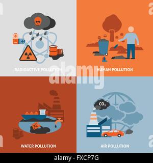 Problemi ambientali set di icone Illustrazione Vettoriale