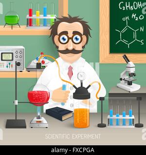 Scienziato in laboratorio di chimica Illustrazione Vettoriale