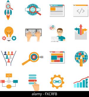 Icone di Web piatto Illustrazione Vettoriale
