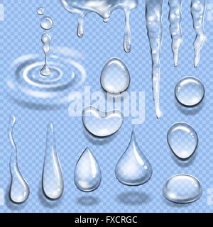 Water drop icona impostare Illustrazione Vettoriale