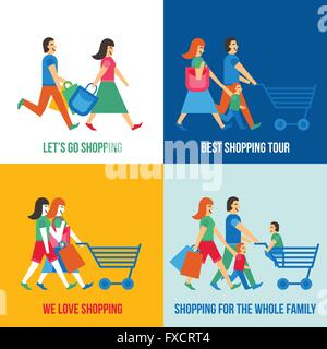 Persone Shopping Design Concept Illustrazione Vettoriale