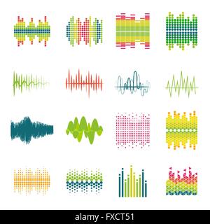 Equalizzatore piatto set di icone Illustrazione Vettoriale