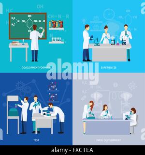 Gli scienziati Set piatto Illustrazione Vettoriale