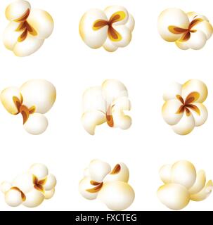 Popcorn realistico impostato Illustrazione Vettoriale