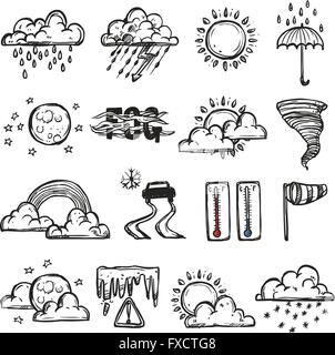 Doodle Meteo impostato Illustrazione Vettoriale