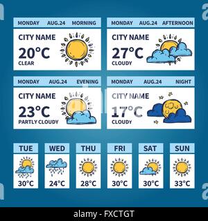 Meteo Widget schizzo Illustrazione Vettoriale