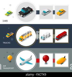 Isometrica banner di trasporto Illustrazione Vettoriale