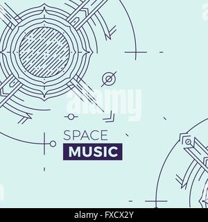 Moderna linea sottile musica illustrazione del coperchio. Profilo spazio banner. Semplice lineare mono astratta design banner. Corsa di concetto di vettore per la grafica web. Illustrazione Vettoriale