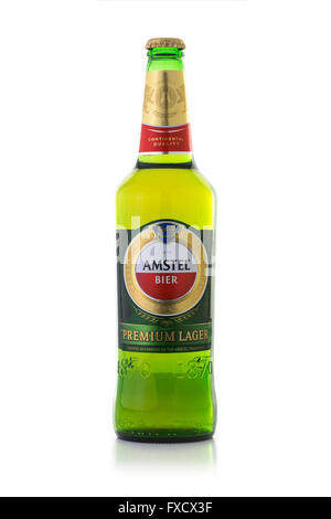 Premio Amstel Bier è internazionalmente nota marca di birra prodotta da Heineken International di Zoeterwoude, Paesi Bassi Foto Stock