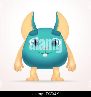 Grande pippo mouse carattere mutante. Grasso divertimento monster isolato su sfondo chiaro. Silly coniglio cartone animato per bambini design Illustrazione Vettoriale