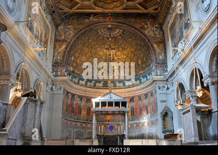 Italia, Roma, basilica di San Clemente, mosaico Foto Stock