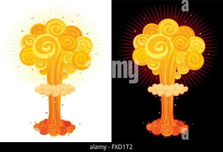 Cartoon esplosione nucleare. Illustrazione Vettoriale