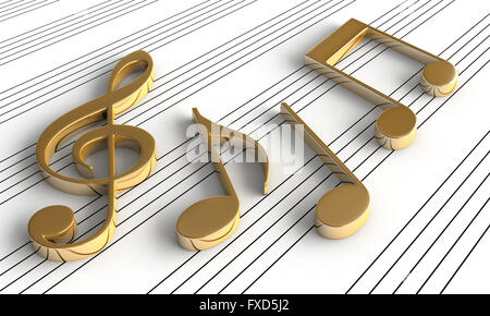 3D rendering di note musicali su sfondo personale Foto Stock