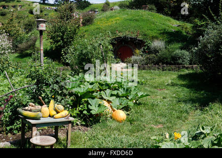 Patch di vegetali e frutta a Hobbiton movie set in Nuova Zelanda Foto Stock