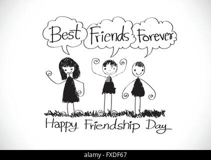Felice amicizia giorno e migliori amici per sempre idea design Illustrazione Vettoriale