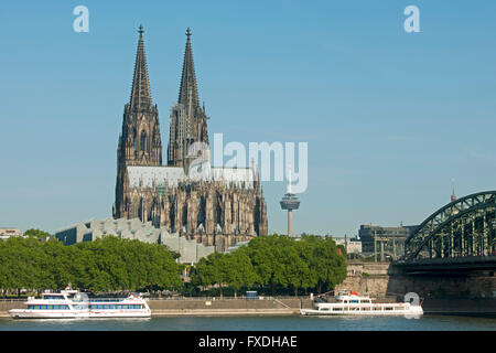 Köln, Kölner Dom, von Deutz aus gesehen. Foto Stock