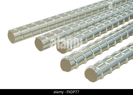 Costruzione di barre di armatura, rendering 3D isolati su sfondo bianco Foto Stock