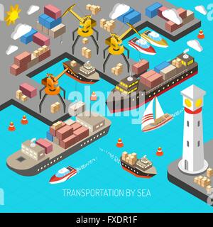 Il trasporto via mare concept Illustrazione Vettoriale