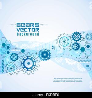 I vari ingranaggi con ruote dentate sfondo Illustrazione Vettoriale