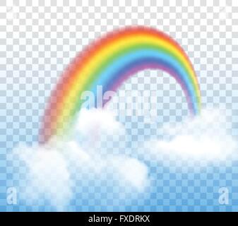 Rainbow con nuvole trasparenti Illustrazione Vettoriale