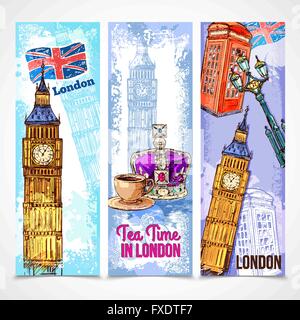 Londra Set Banner Illustrazione Vettoriale